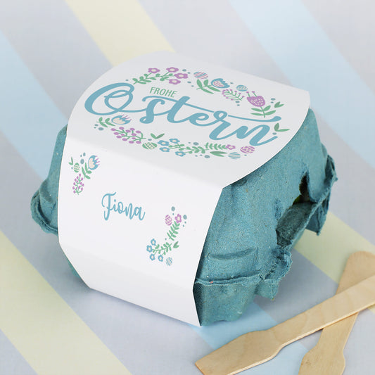 Schokoeier im Eierkarton "Frohe Ostern" personalisiert mit Wunschname