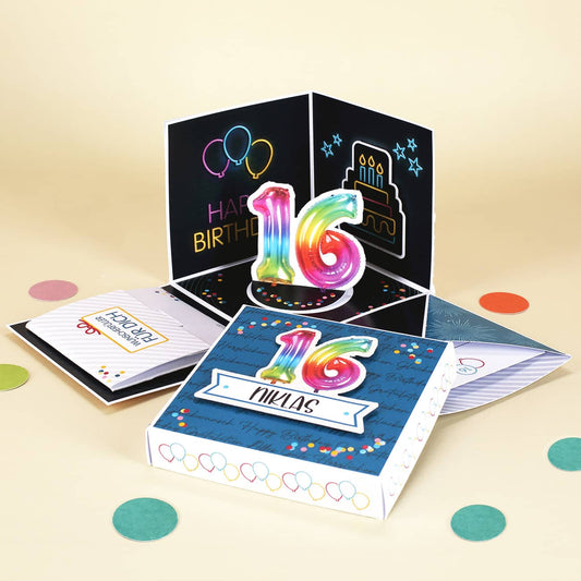 Explosionsbox zum 16. Geburtstag mit Name