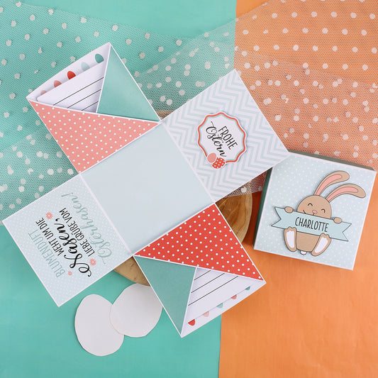 Überraschungsbox zu Ostern mit niedlichem Osterhasen und Ihrem Wunschnamen