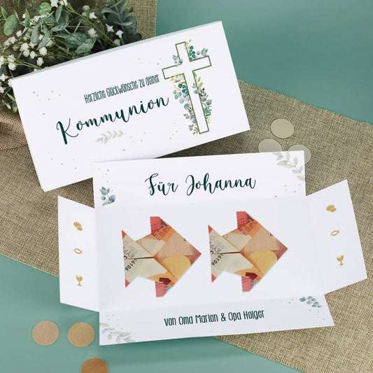 Geldgeschenk zur Kommunion, Explosionsbox mit Ihrem Text