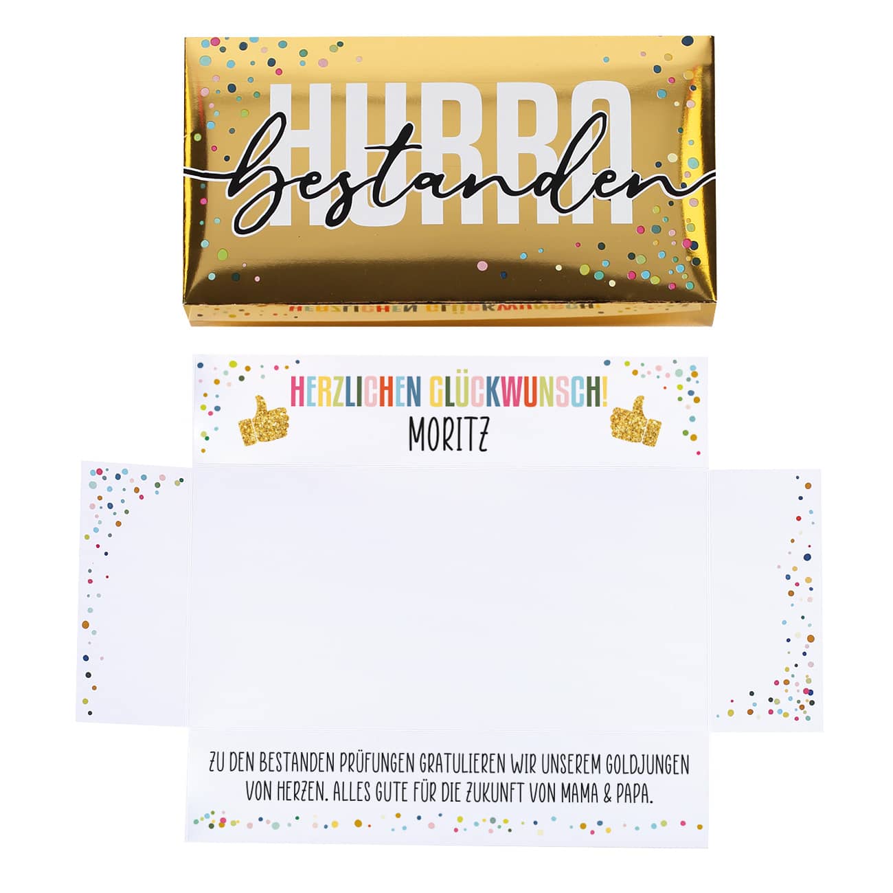 HURRA bestanden! - Geschenkverpackung für Geldgeschenke zum Abi, Schulabschluss & mehr