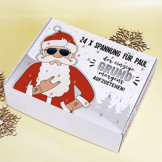 DIY Adventskalender mit Hipster Weihnachtsmann und Wunschtext