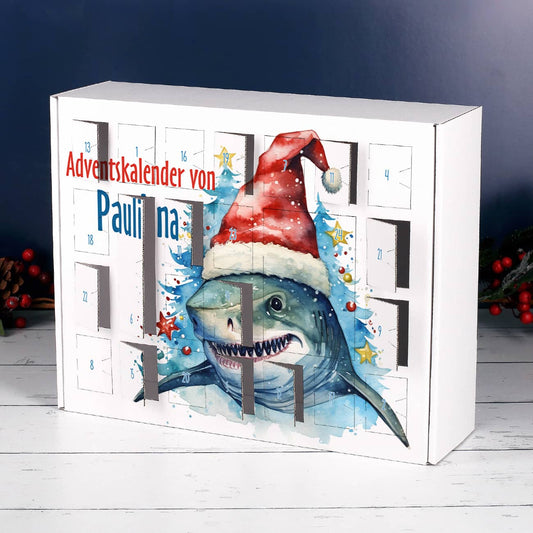 Mit Name personalisierter Adventskalender mit perforierten Türchen