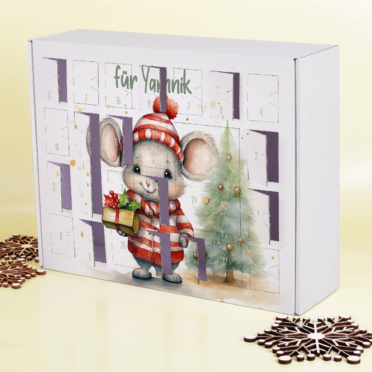 DIY Adventskalender zum selber Füllen mit Maus als Motiv