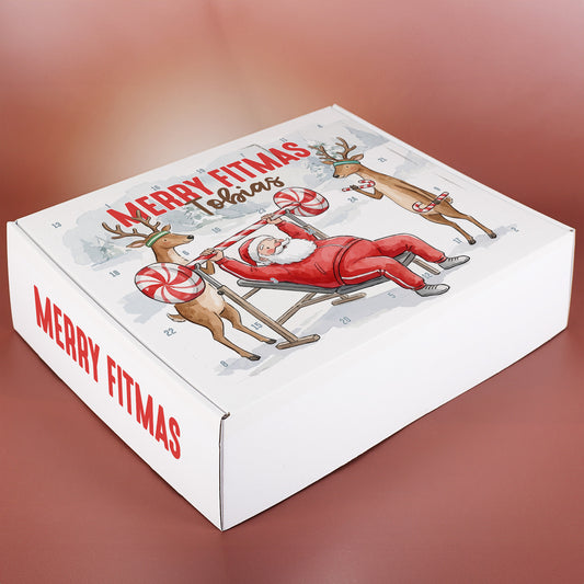 DIY Adventskalender für Fitness Fans mit Name, Weihnachtsmann und sportlichen Rentieren
