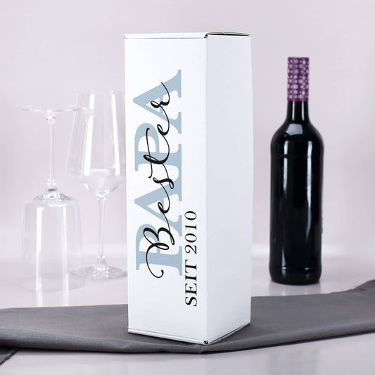 Flaschenverpackung mit "Papa" Aufschrift und WUnschtext zum Vatertag