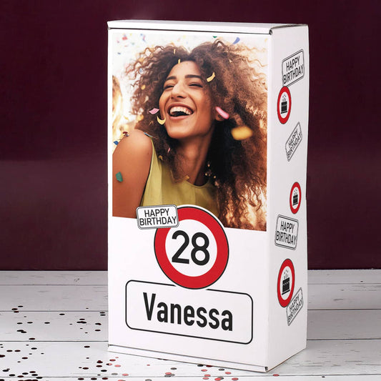 Geburtstags-Geschenkbox mit Foto, Alter & Name