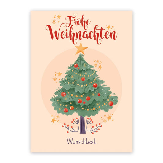 Weihnachtsgrußkarte mit Tannenbaum Motiv und Wunschtext