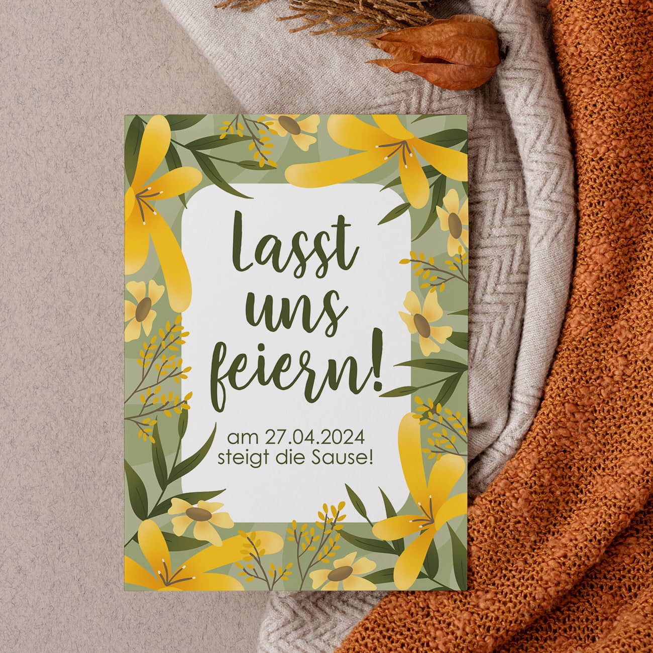 Einladungskarte mit Blumen-Motiv