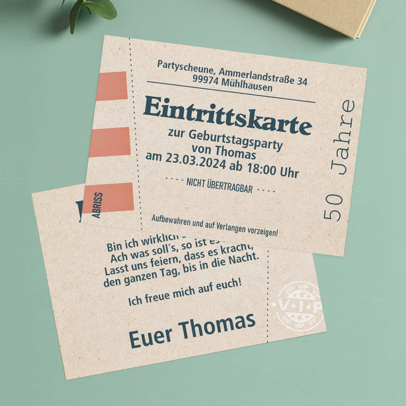 geburtstagskarten aufbewahren Eintrittskarte