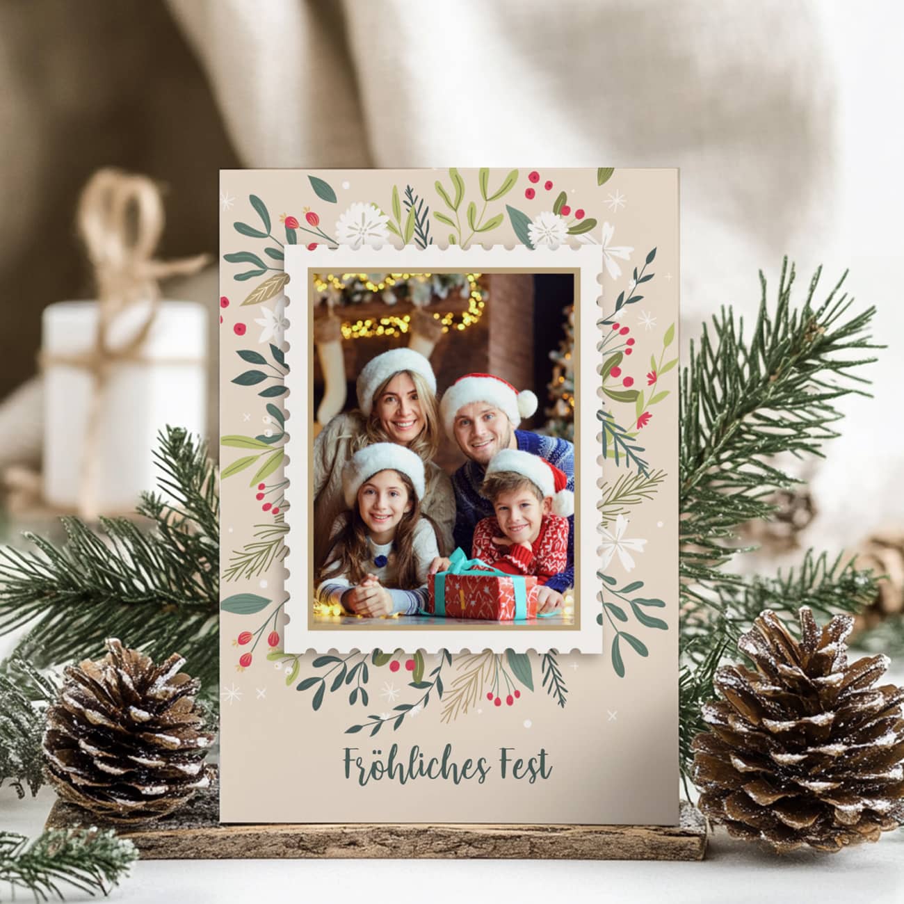 Weihnachtskarte mit Foto und Text – Personalisierte Grüße –