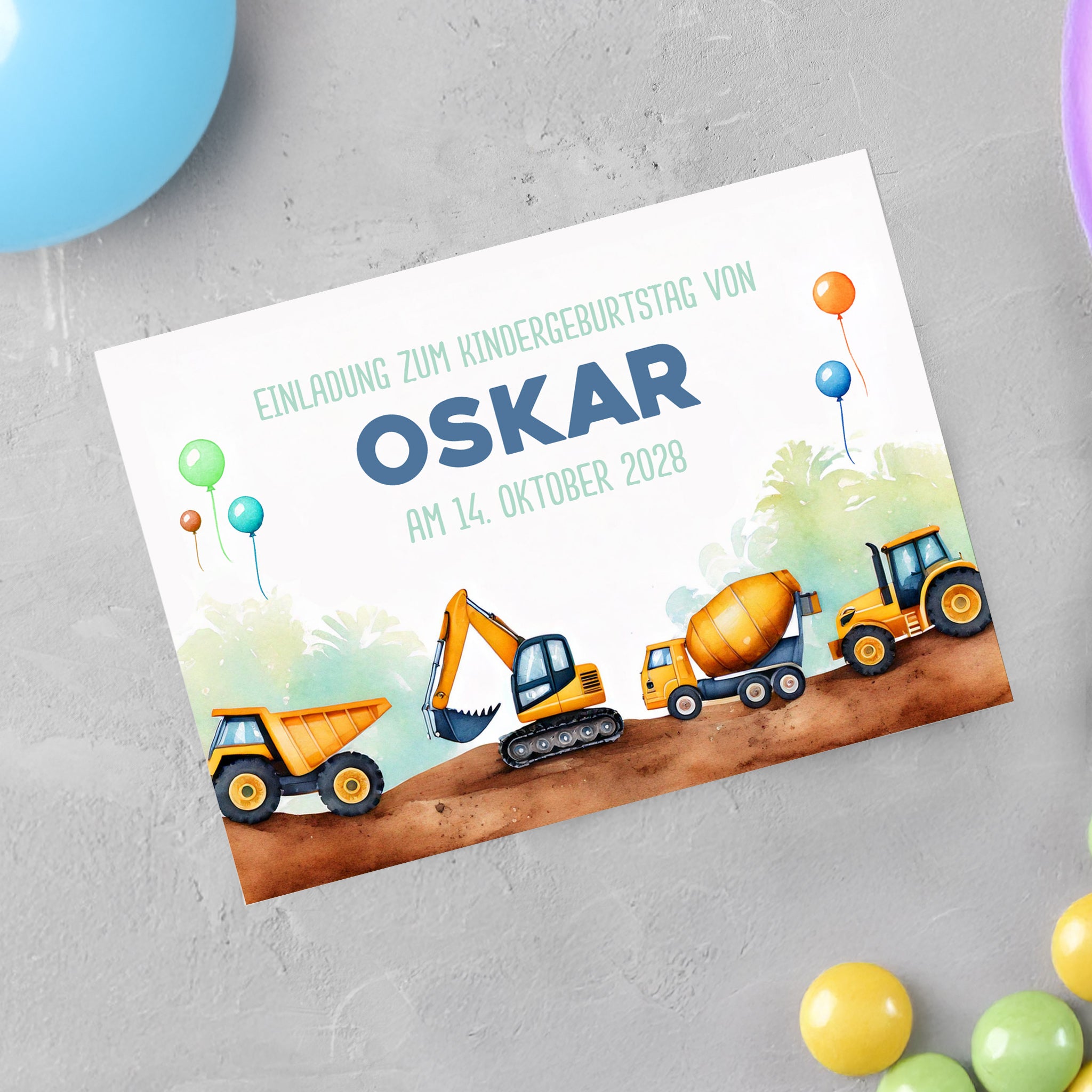 Einladungskarte Zum Kindergeburtstag Im Bagger Und Baustellen Design M einladungskarte-zum-kindergeburtstag-im-bagger-und-baustellen-design-m