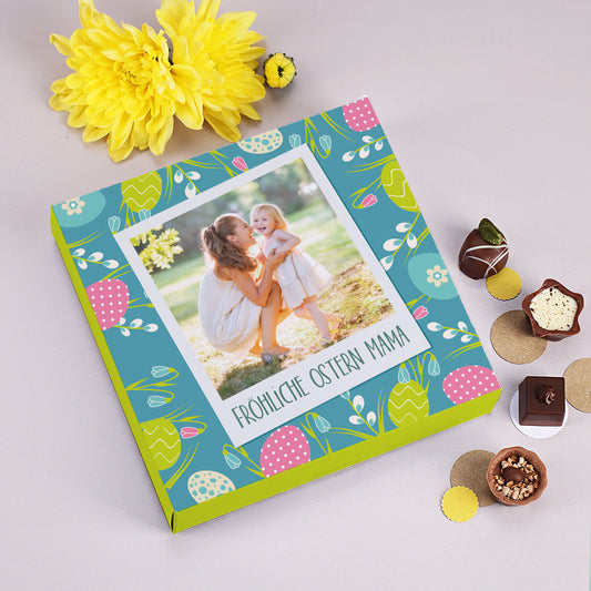 Lindt Pralinen mit Fotoverpackung und Wunschtext zu Ostern