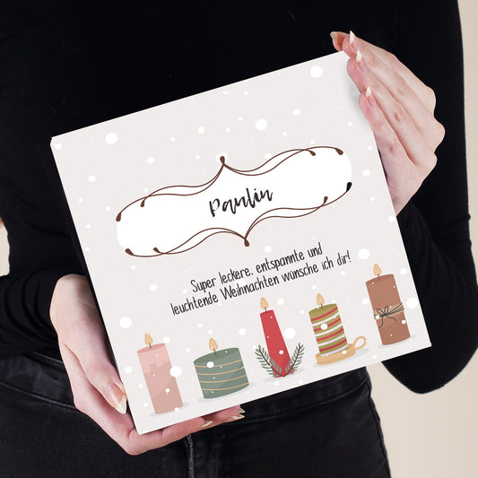 Lindt Pralinen - alkoholfrei - mit weihnachtlichem Motiv bedruckt, personalisiert mit Ihrem Wunschnamen und einem Text IHrer Wahl