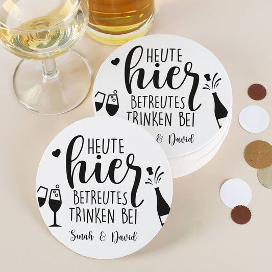 Witzige Untersetzer zur Hochzeit als 30er Set