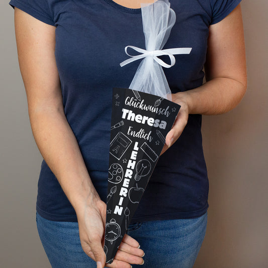 Kleine personalisierte Schultüte „Endlich Lehrerin“