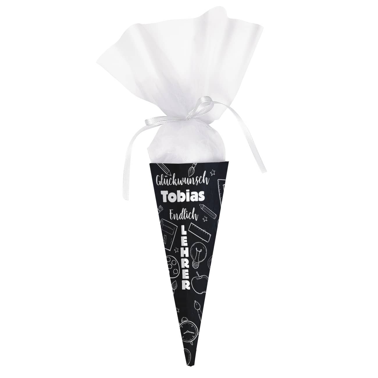 personalisierte Schultüte für Lehrer mit dem Namen, 28cm groß