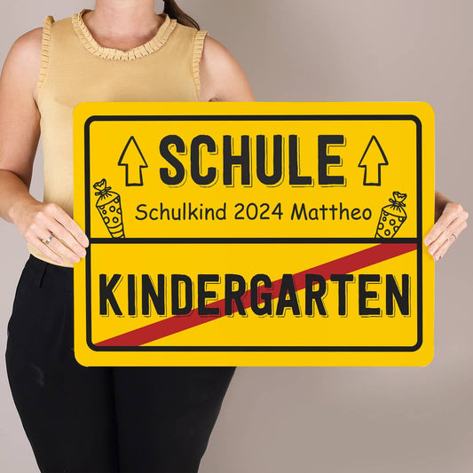 Ortsschild zur Einschulung mit Ihrem Wunschtext - 70 x 50 cm