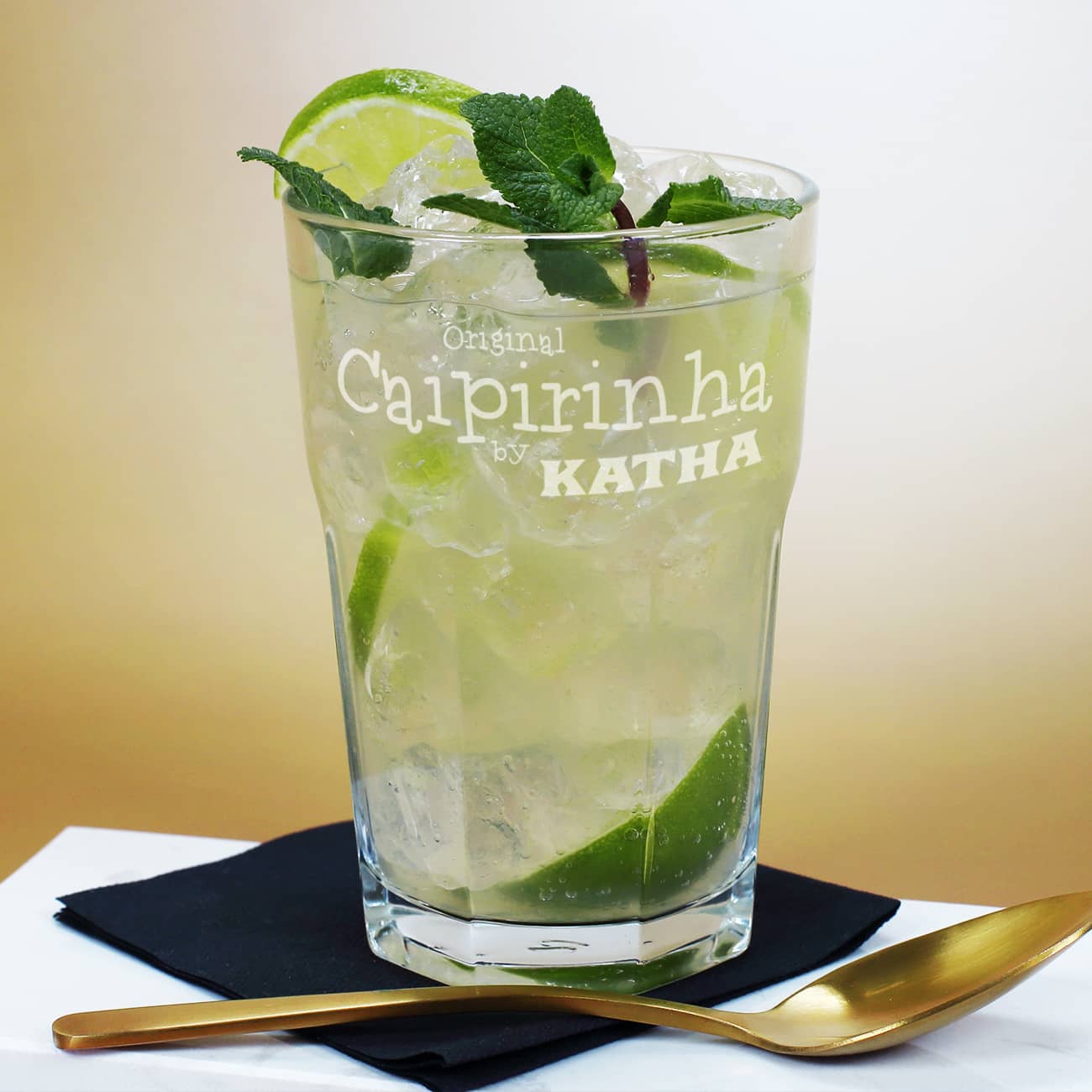 Caipirinha Longdrinkglas mit Namensgravur –