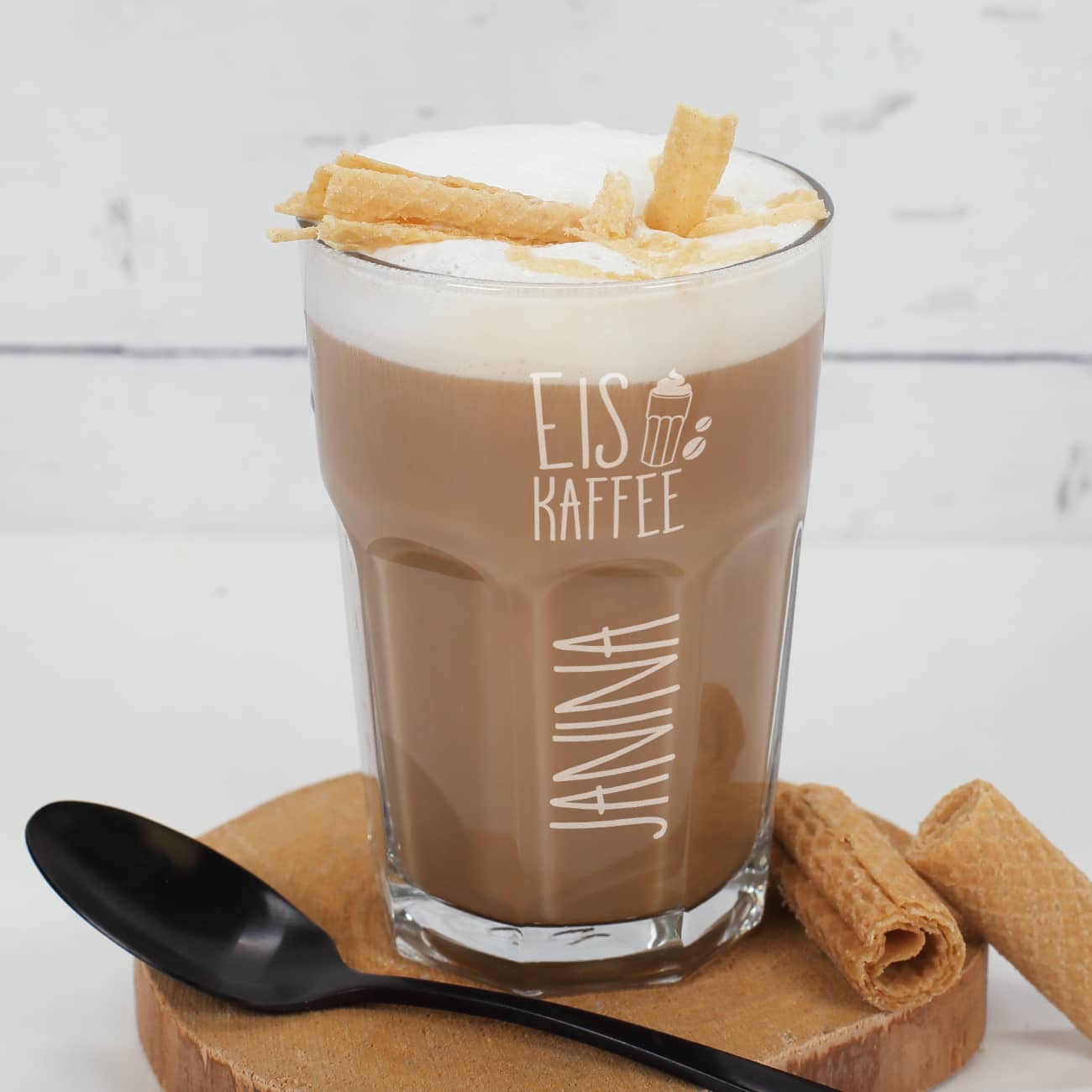 Eiskaffee Trinkglas mit Gravur –