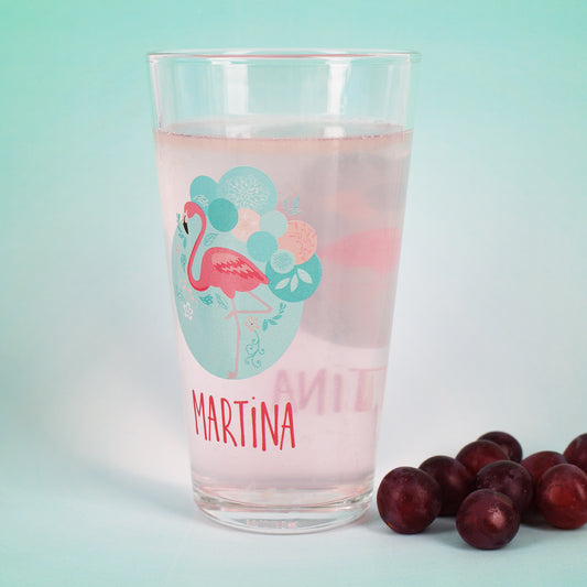 Flamingo Trinkglas mit Namen