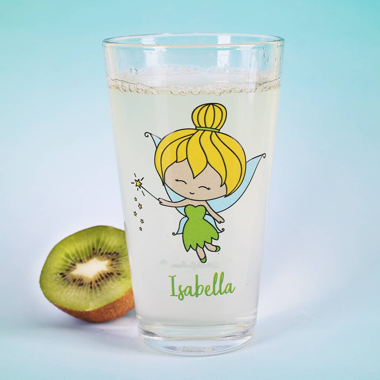 Trinkglas mit kleiner Fee & Name nach Wunsch bedruckt & personalisiert 300ml Fassungsvolumen als Geschenk für Kinder –