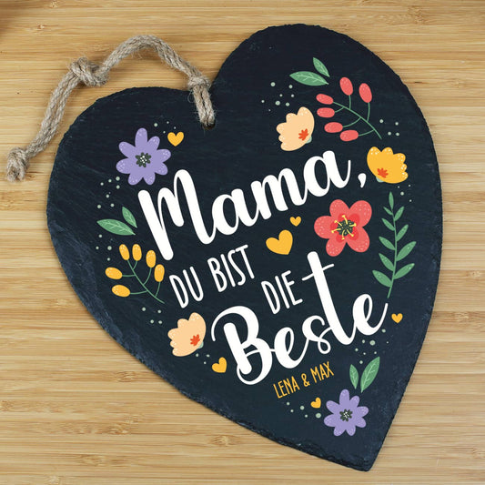 Personalisierte Schiefertafel zum Muttertag "Mama, du bist die Beste"