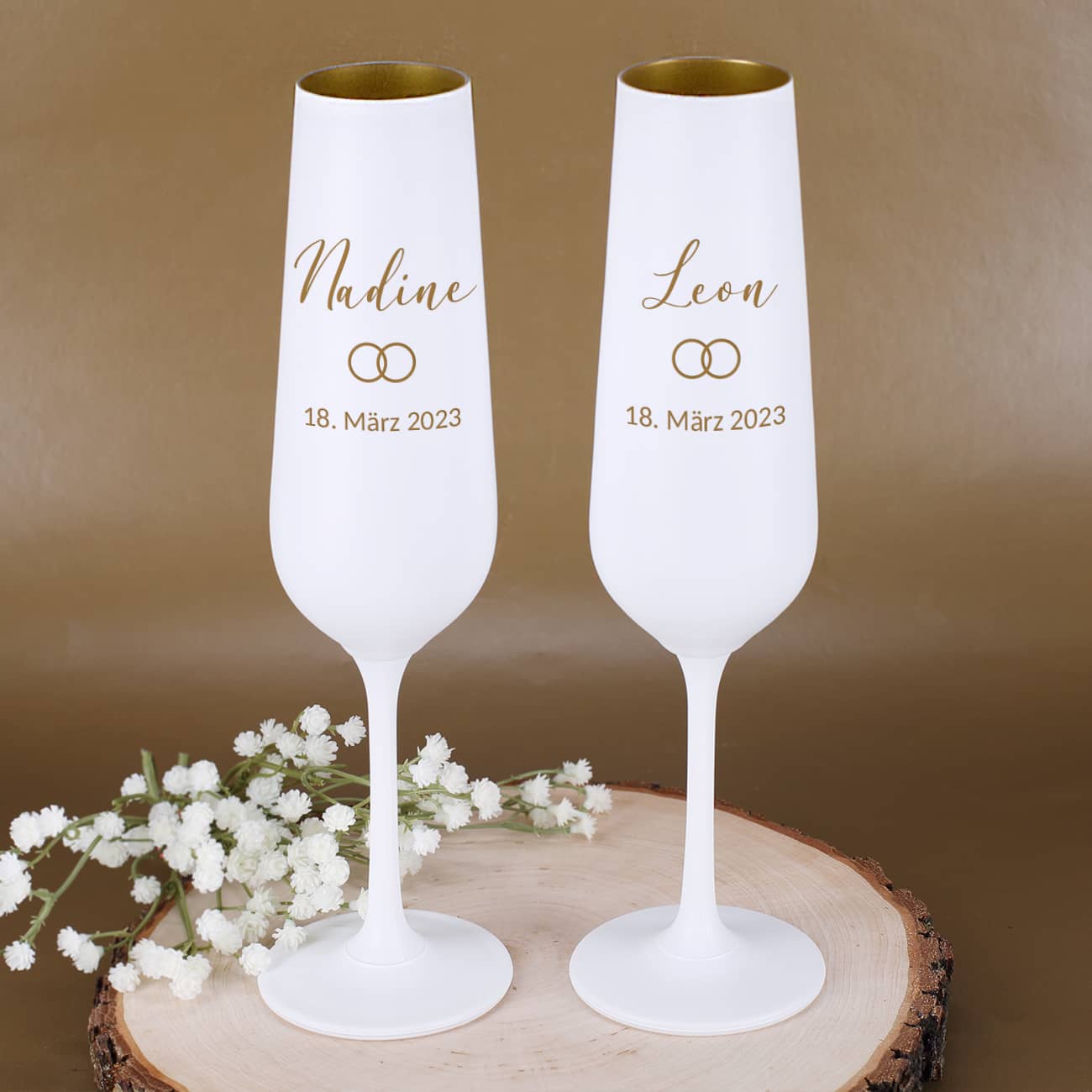 Sektgläser mit Gravur zur Hochzeit –