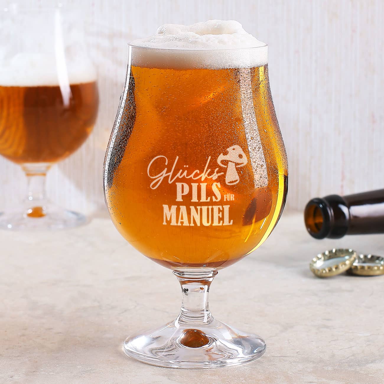Graviertes Bierglas