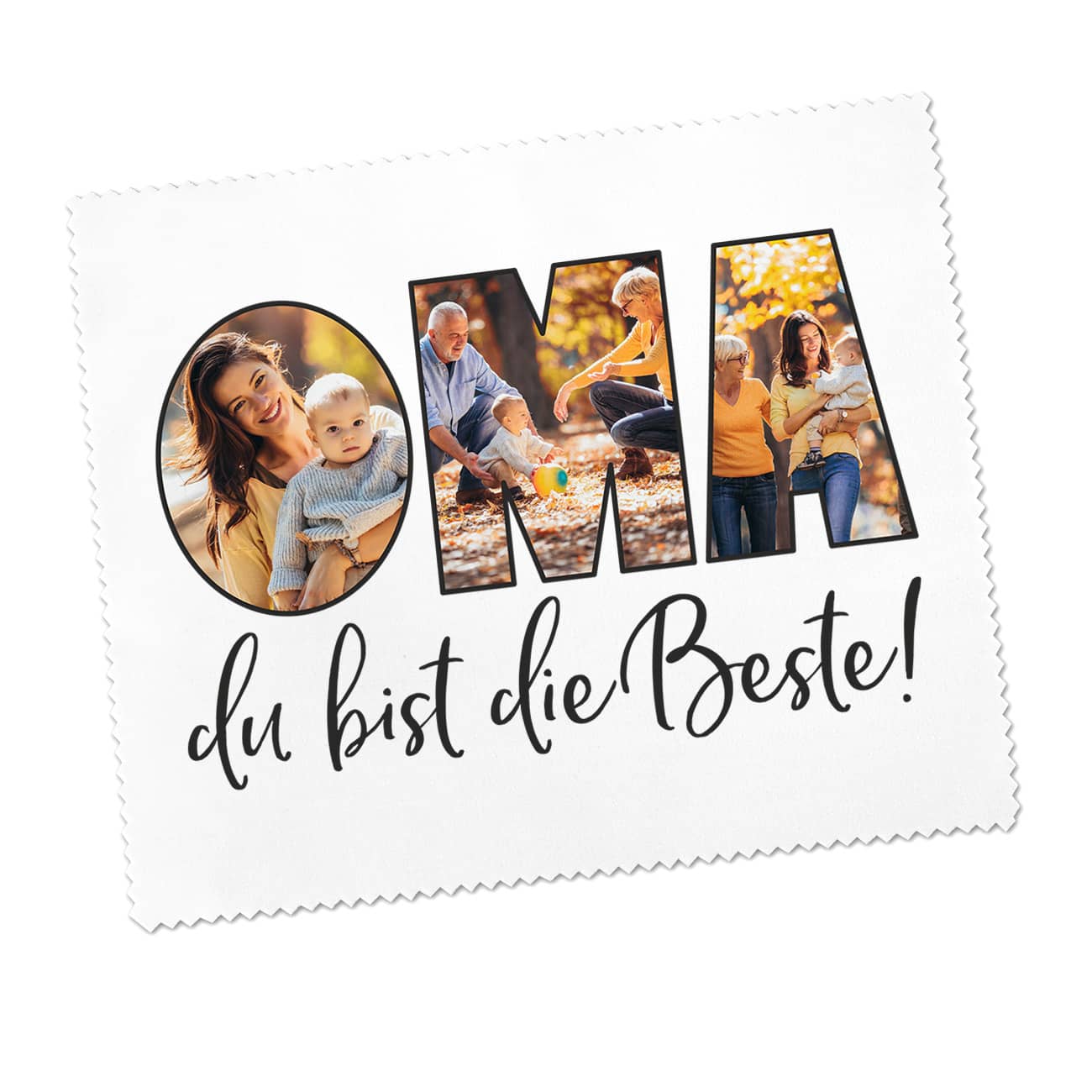 Brillenputztuch für die Beste Oma mit 3 Fotos