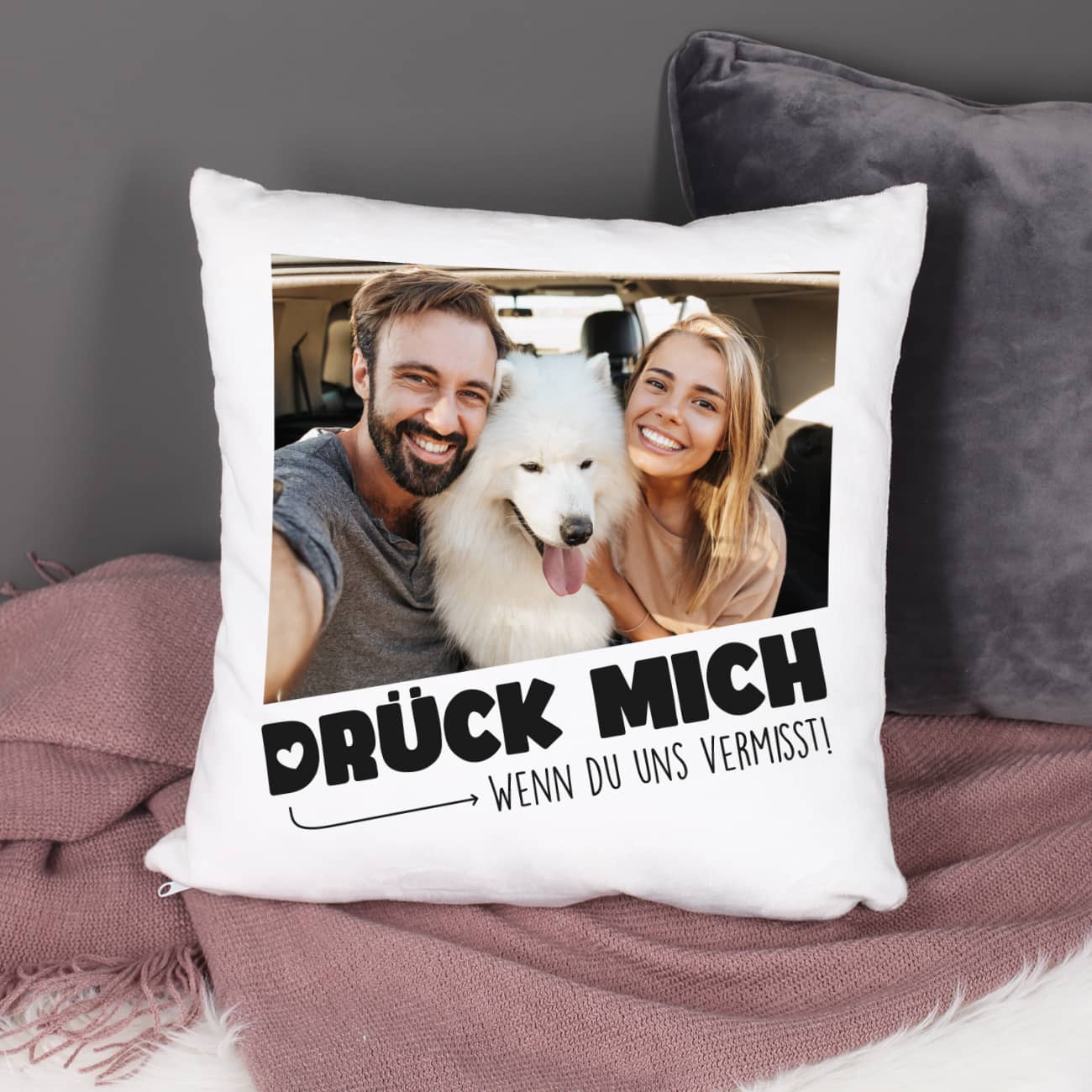 Superflaschiges Fleece Drück Mich Kuschelkissen zum Valentinstag mit Foto & Text personalisiert ein persönliches Geschenk für Ihre Liebsten –