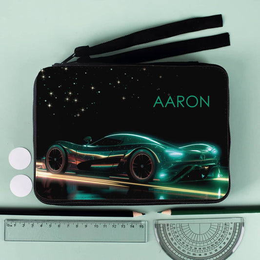 Rennwagen-Federmappe grün