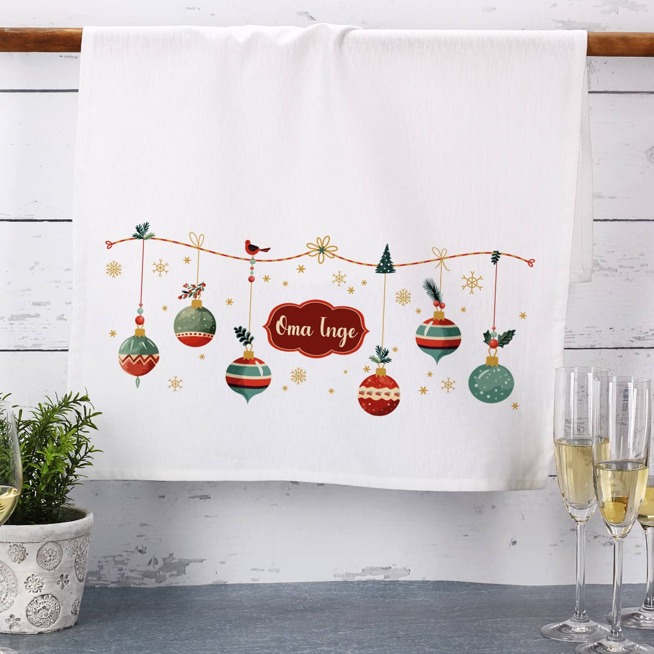 Geschirrtuch zu Weihnachten mit Name –