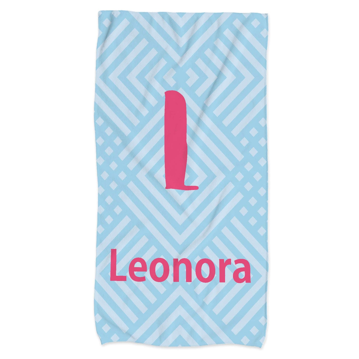 Handtuch in 3 verschiedenen Größen mit Initiale und Name personalisiert und Mustern in knalligen Far