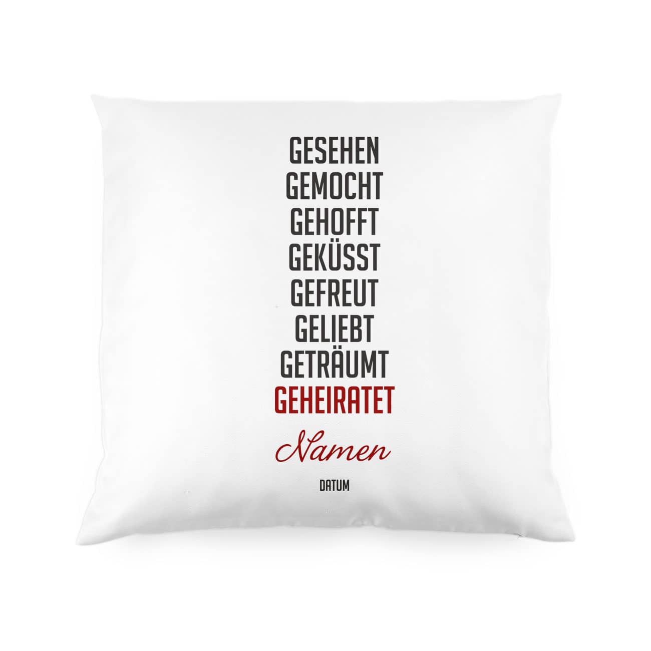 Kissen zur Hochzeit mit Namen und Datum