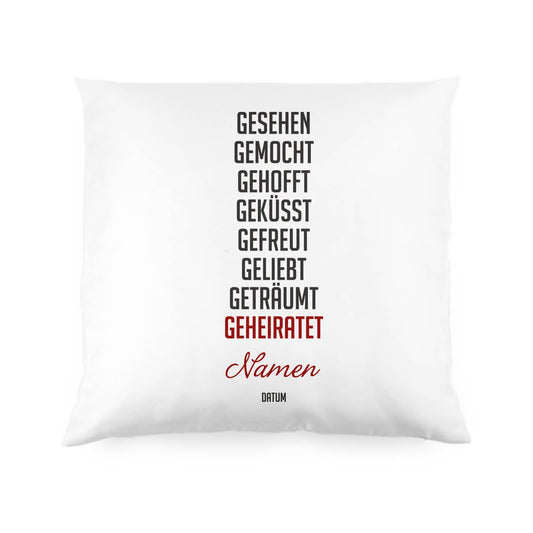 Kissen zur Hochzeit mit Namen und Datum