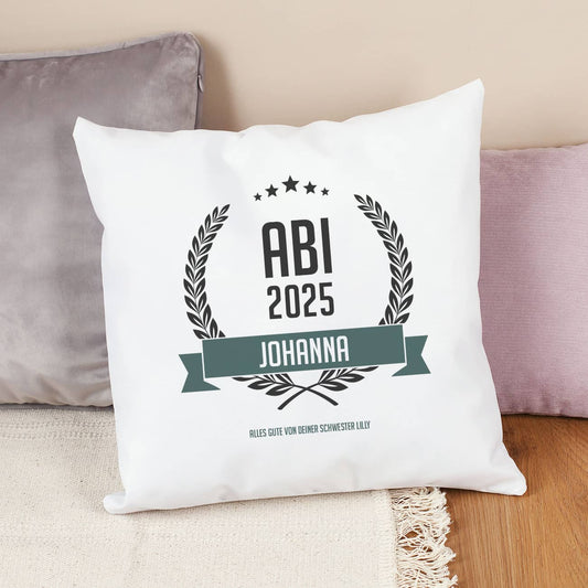 Kissen zum Abitur mit Name und Wunschtext