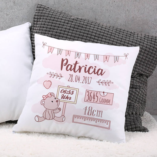 Kissen mit Angaben zur Geburt