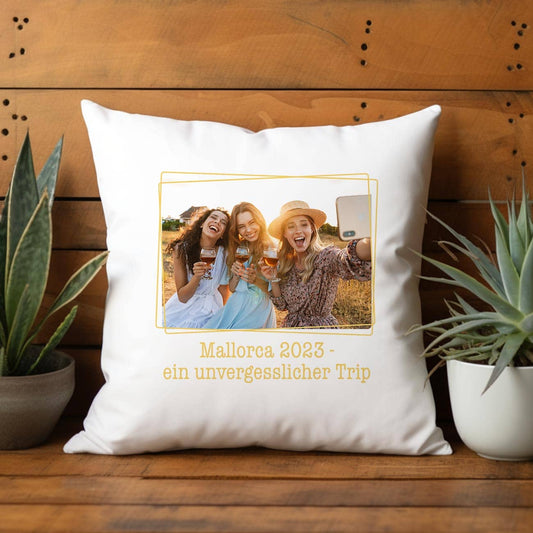 Persönliches Fotokissen mit Ihrem Wunschtext