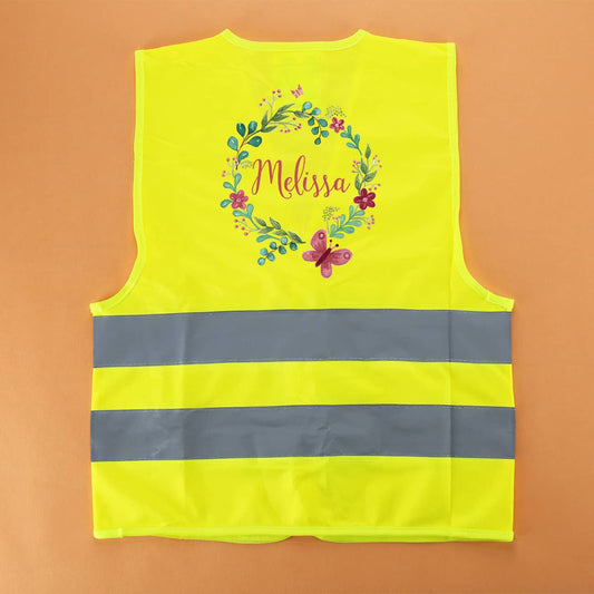 Warnweste für Mädchen mit Blumenmotiv