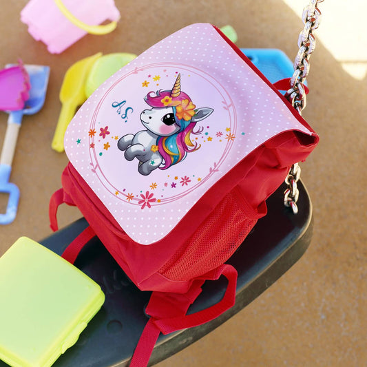 Kinderrucksack mit niedlichem Einhorn und Name