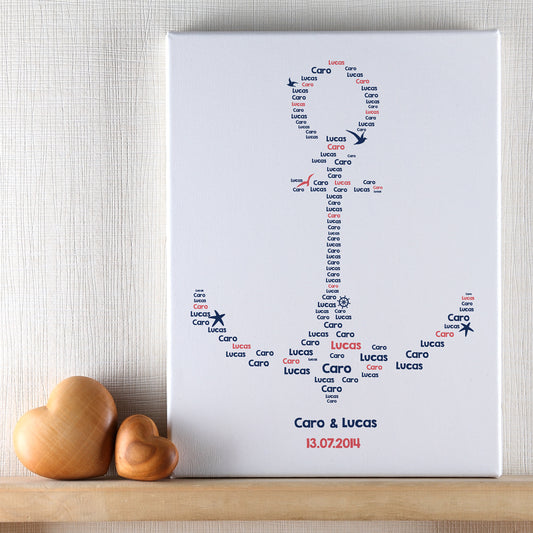 Mit Datum und Namen des Paares