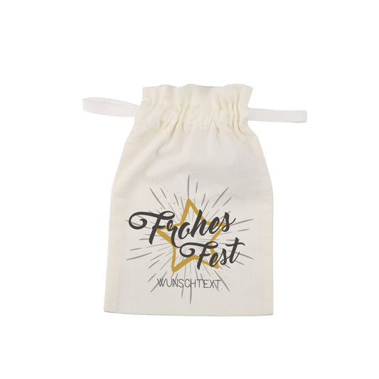 Kleines Geschenksäckchen "Frohes Fest" mit Ihrem Wunschtext