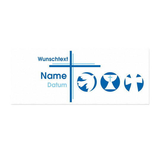 Blauer Tischläufer zum Kommunion, Konfirmation oder Taufe - 40 cm x 100 cm