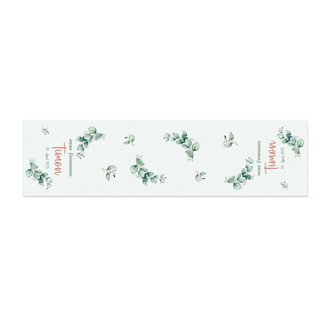 Tischläufer mit Eukalyptus-Motiv zur Kommunion, Konfirmation oder Taufe