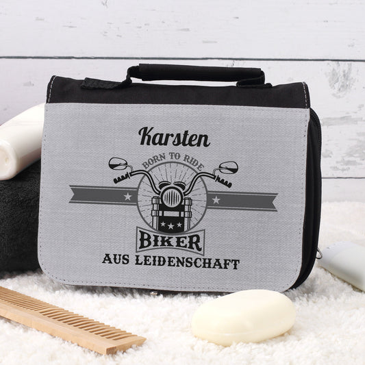 Biker aus Leidenschaft - Kulturtasche mit Name