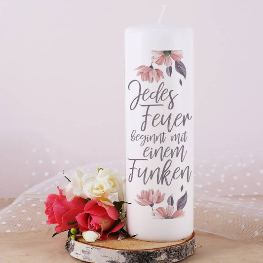 Hochzeitskerze mit schönem Spruch