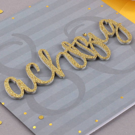 Glückwunschkarte zum 80. Geburtstag mit 3D Schriftzug in gold