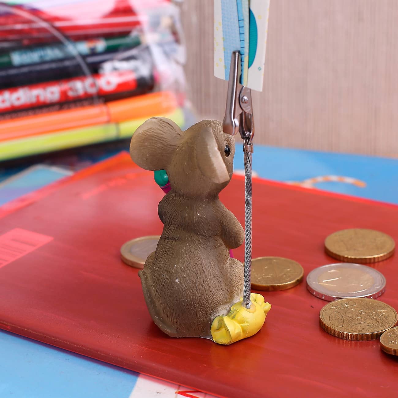 Geldclip stehende Maus mit pinker Schultüte