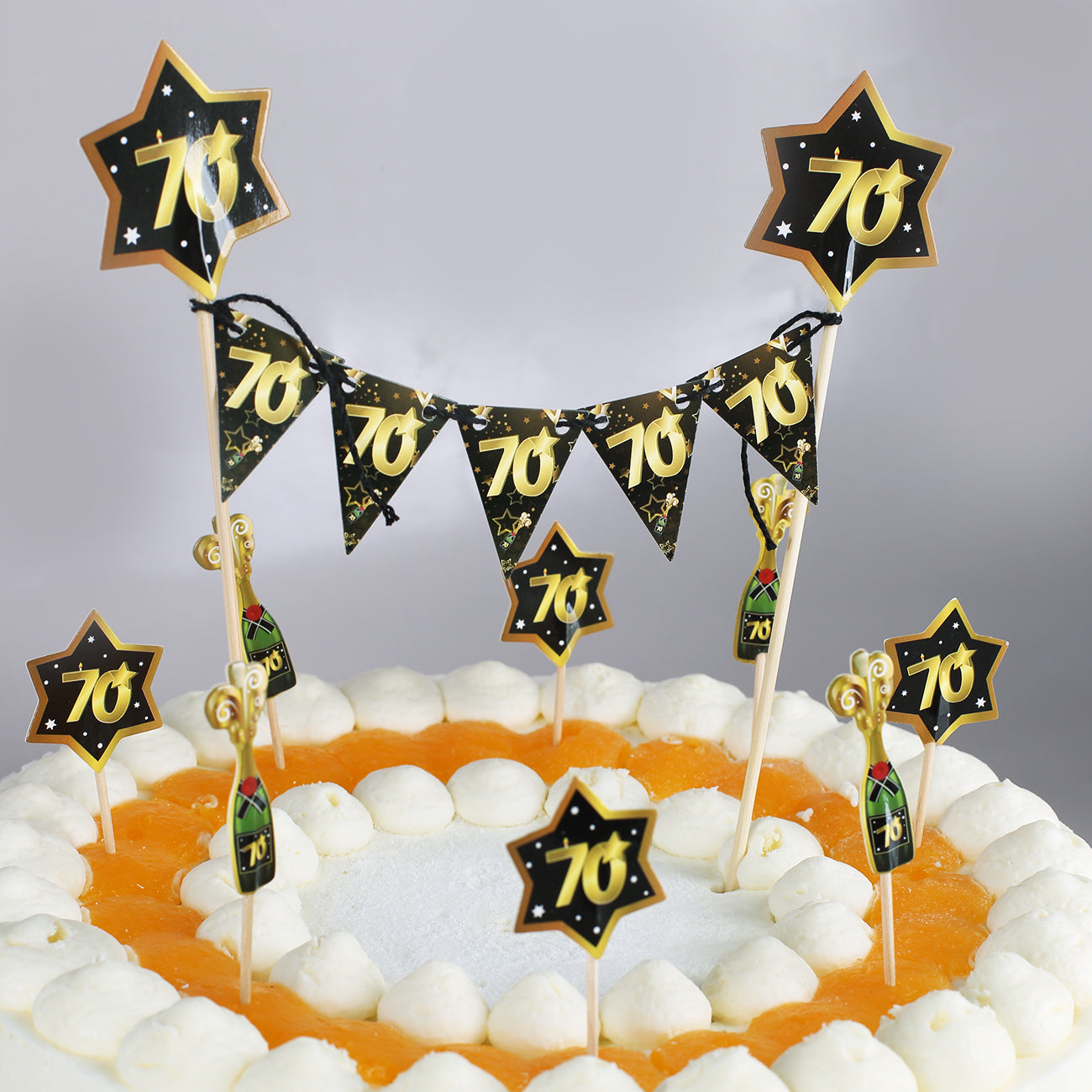Geburtstags-Torten-Deko Set - verschiedene Zahlen - schwarz/gold